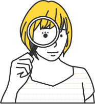 女性が虫眼鏡を持っているイラスト