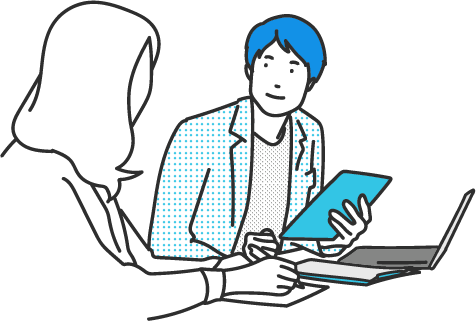 男女がミーティングしているイラスト