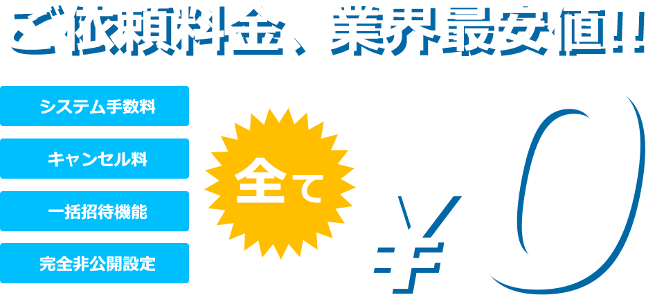 ご依頼料金、業界最安級！！